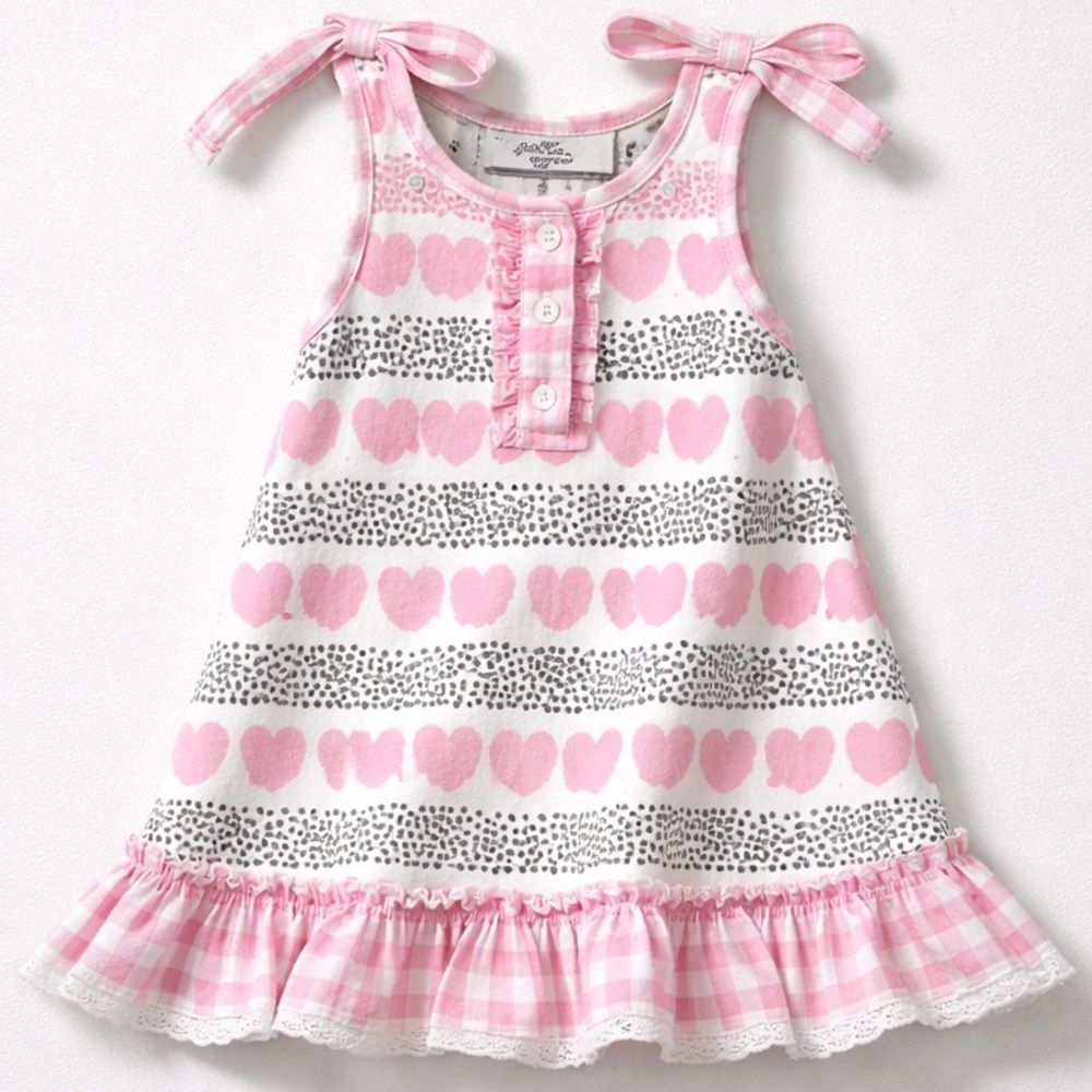 Sugar Bee pink heart sleeveless knit dress size 12 months